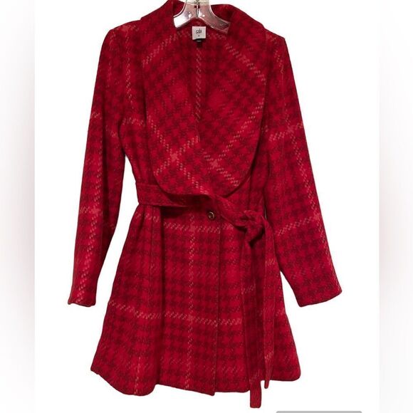 NWOT Cabi Red Plaid Check Evita Coat - Picture 1 of 9